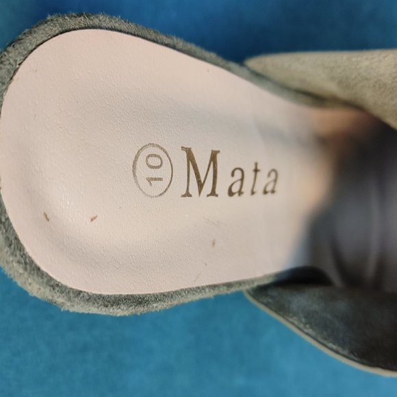 OPEN TOE FAUX SUEDE OLIVE GREEN TONE SANDALS BY  MATA SIZE 10 - Picture 5 of 11